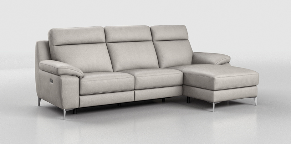 Castagnolo - corner sofa with 1 electric recliner - right peninsula